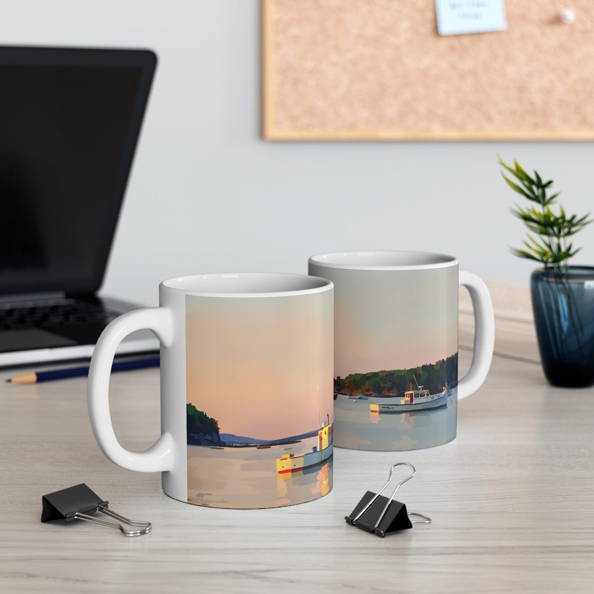 Harmony Mug – Coastal Harbor Boat Art