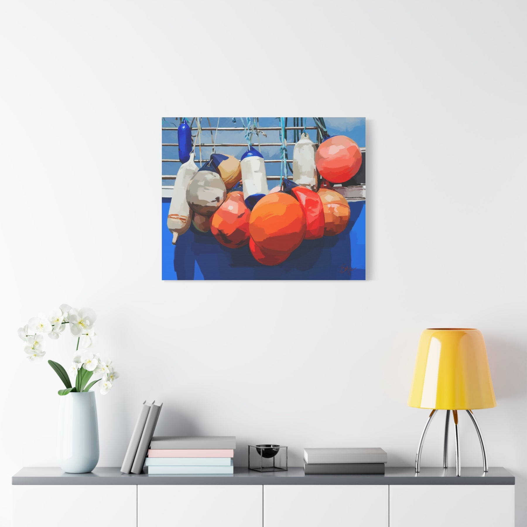 Buoys III — Colorful Fishing Buoys Canvas Print | Coastal Wall Art