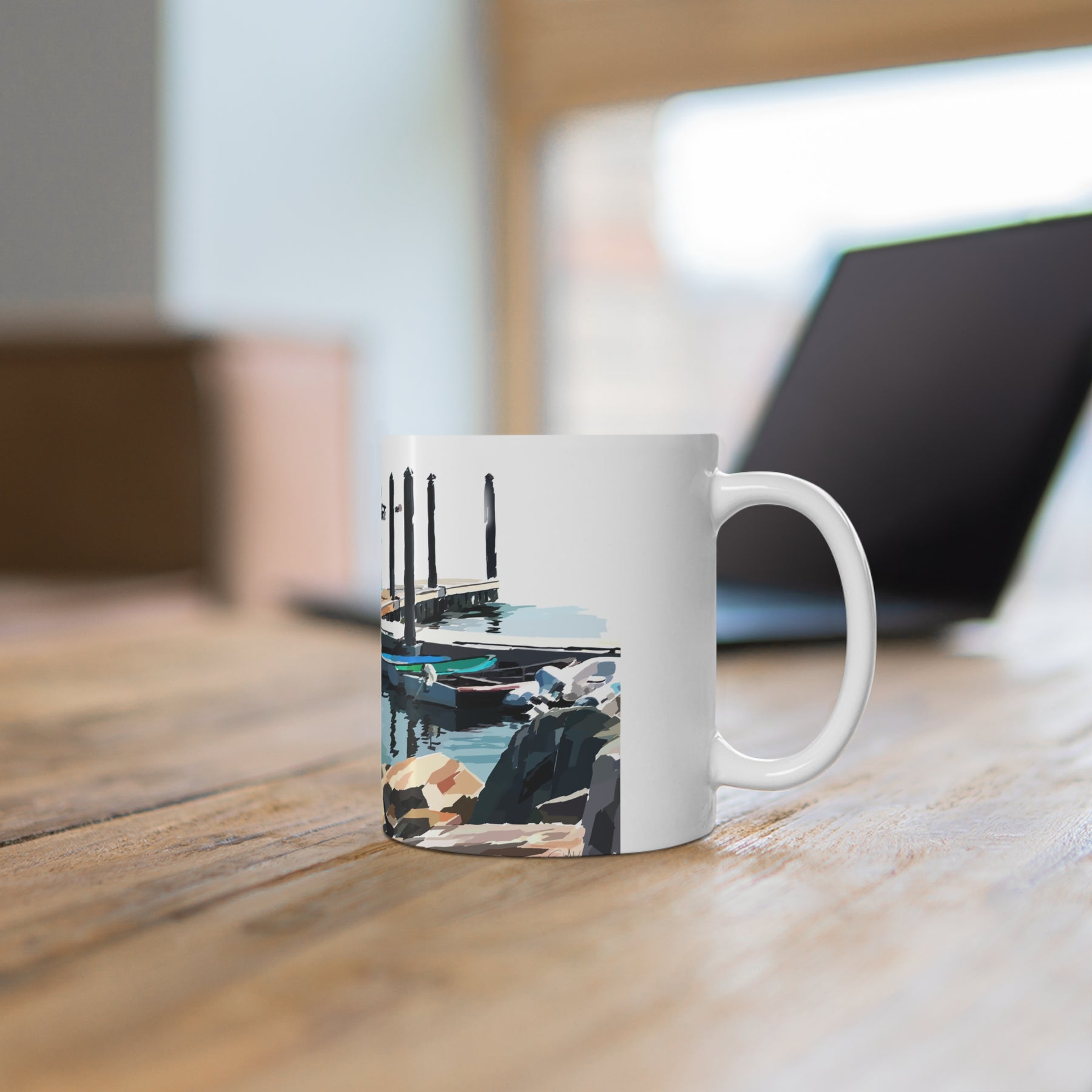 Boats in the Harbor I Mug — Rye NH Coastal Art