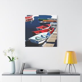 Summer at the Marina — Colorful Boats Canvas Print | Coastal Wall Art