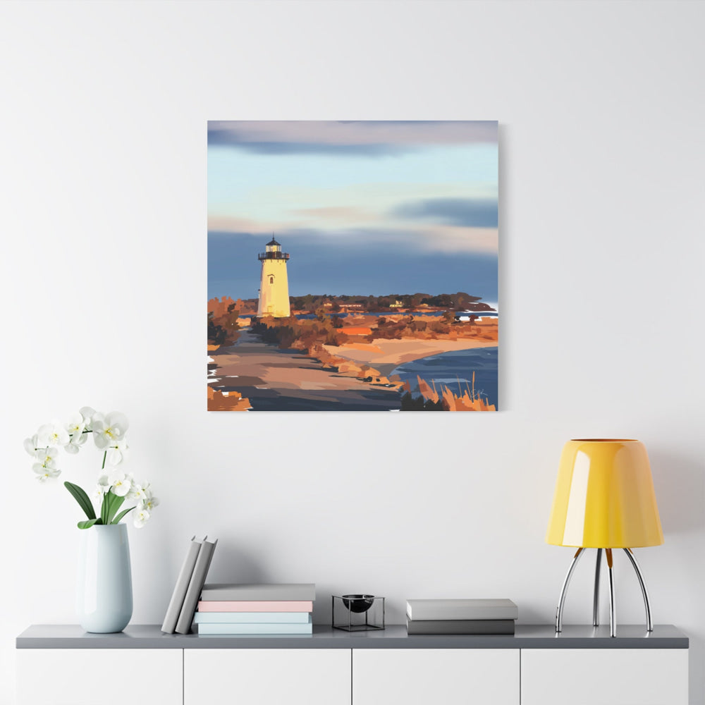 Coastal Lighthouse in Edgartown Martha's Vineyard - Matte Canvas Wall Art