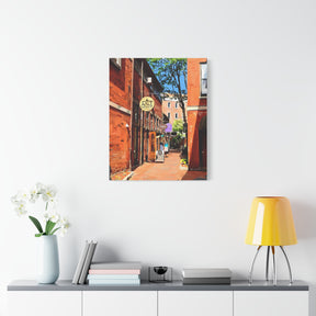 Commercial Alley Portsmouth NH Painting - Matte Stretched Canvas Art Print