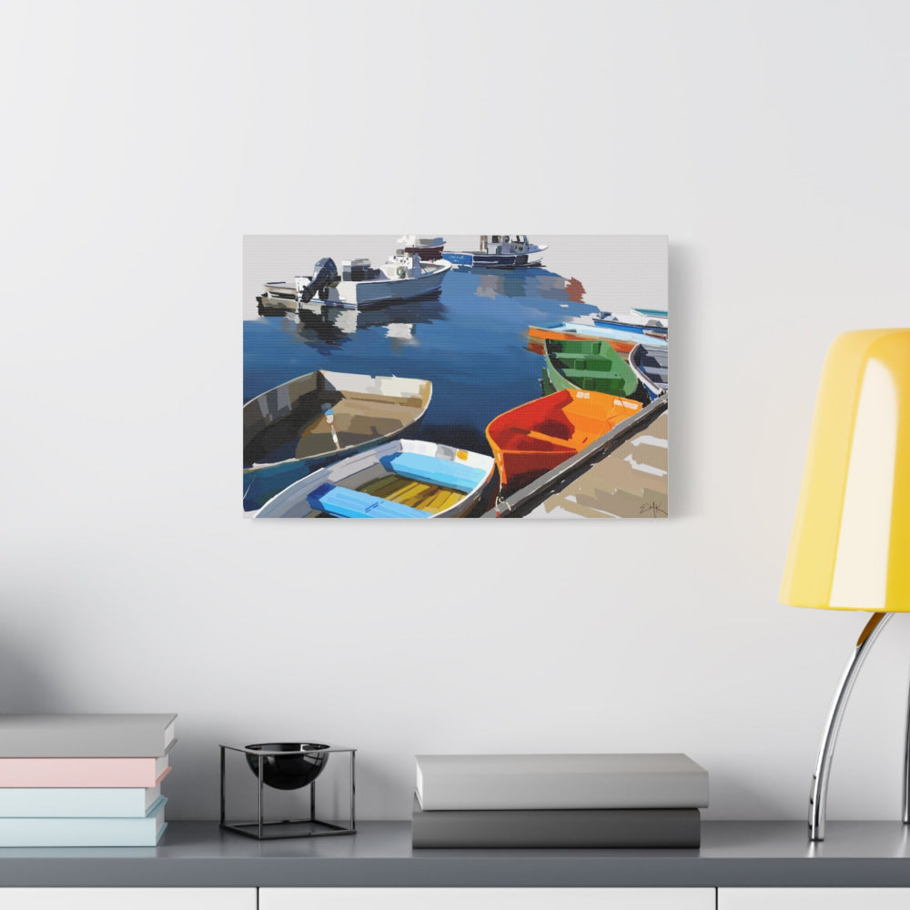 Marina Boats Canvas Wall Art — Matte Stretched Coastal Print