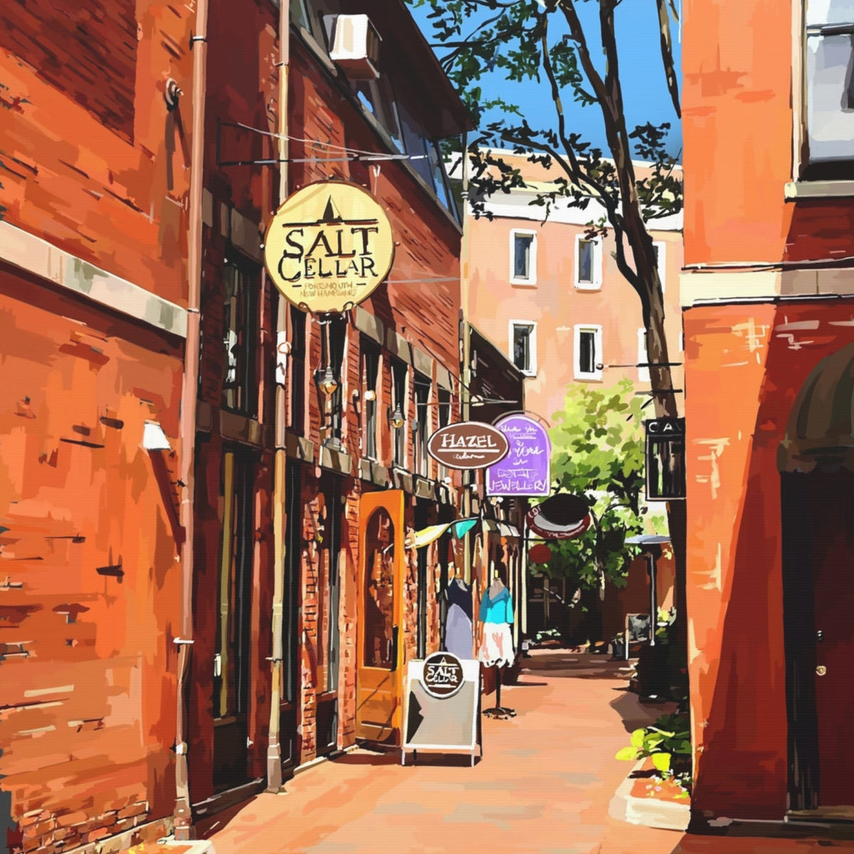 Painting of Commercial Alley, Portsmouth NH