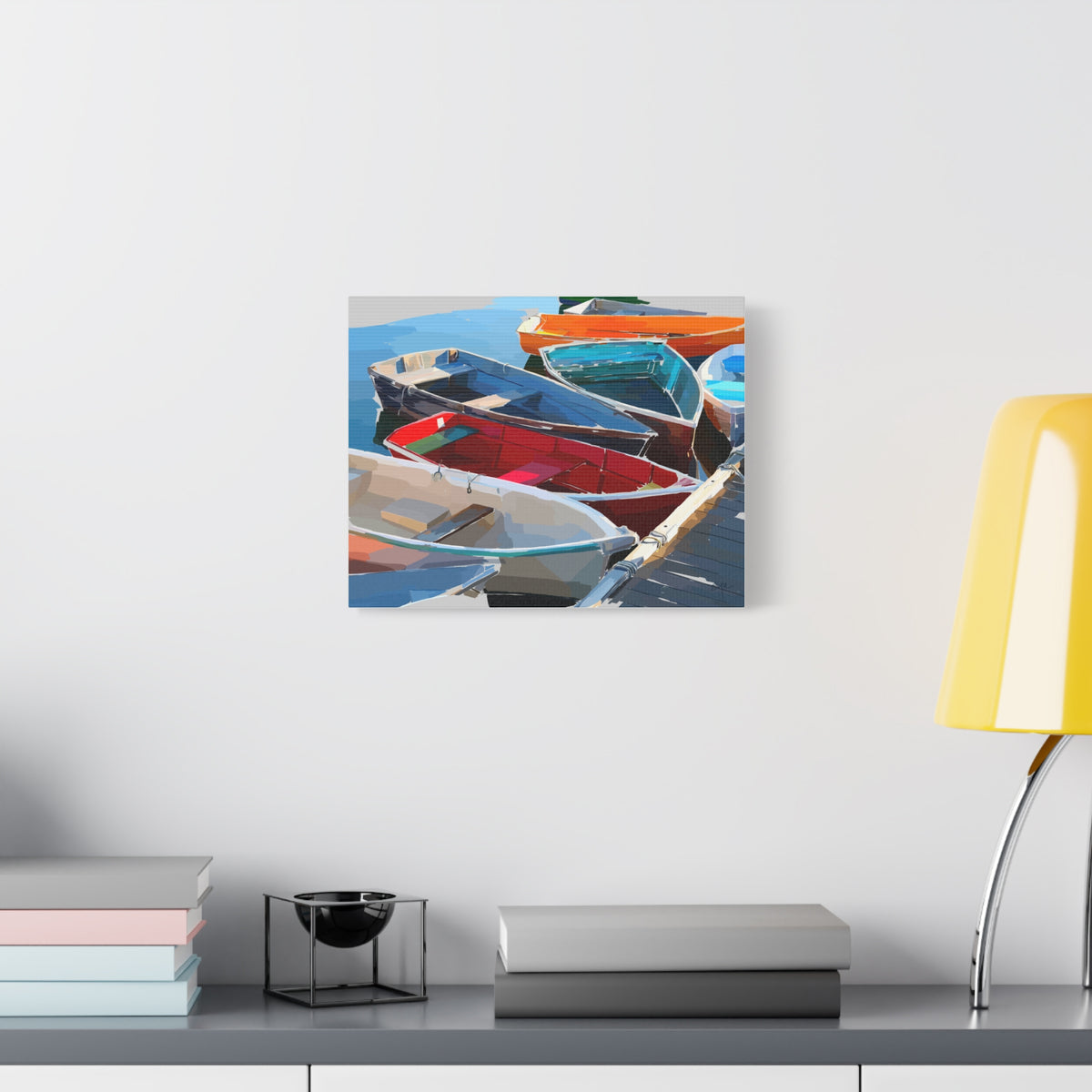 Harbor Light – Colorful Docked Boats Coastal Fine Art Print
