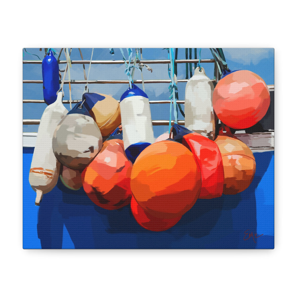 Buoys III — Colorful Fishing Buoys Canvas Print | Coastal Wall Art