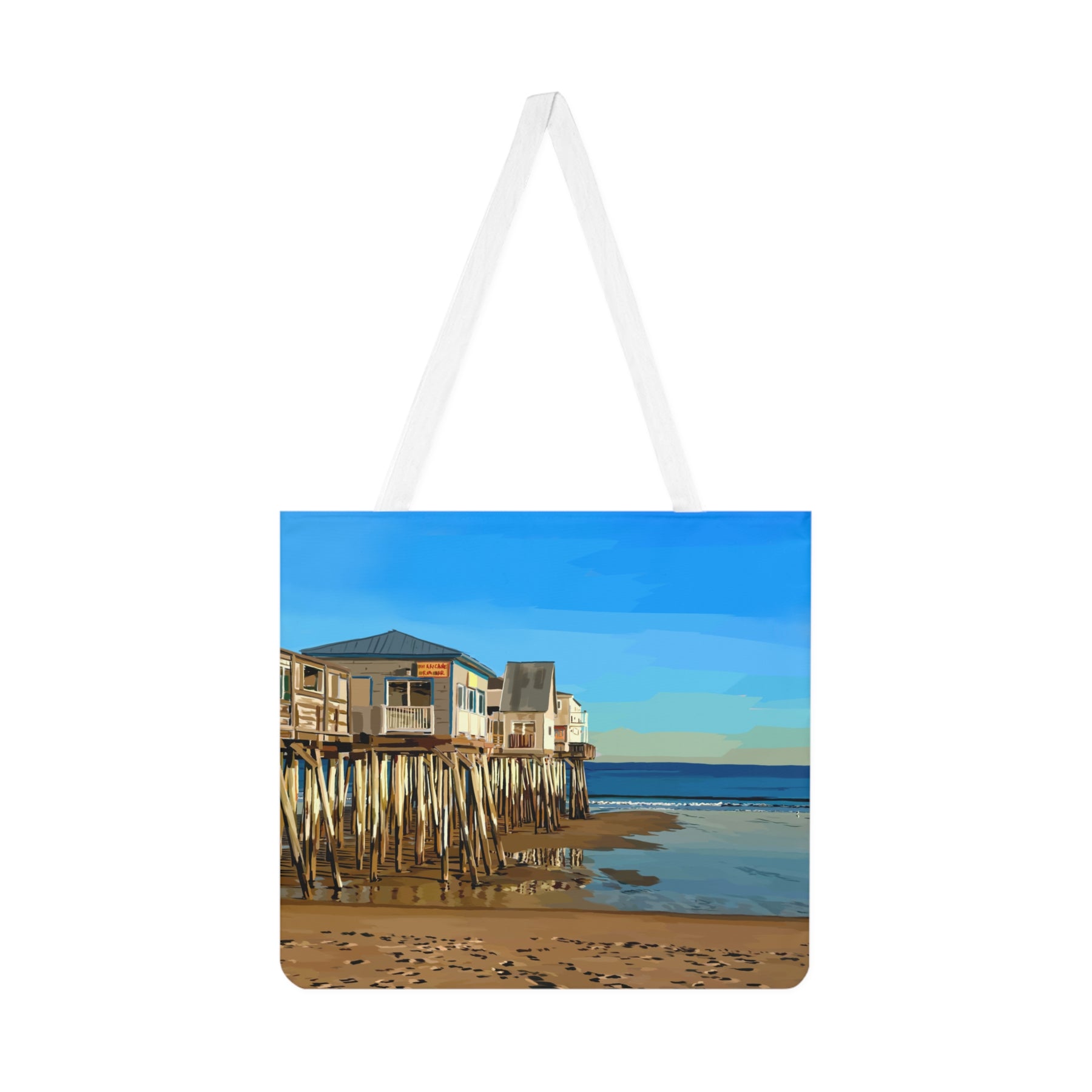 Old Orchard Beach Pier Tote Bag — Maine Art by Emily Kalina