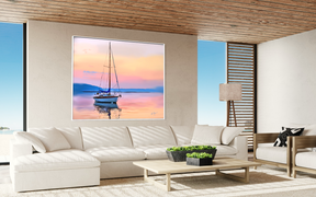 Bar Harbor in Pink - Sailboat at Sunset Matte Stretched Canvas