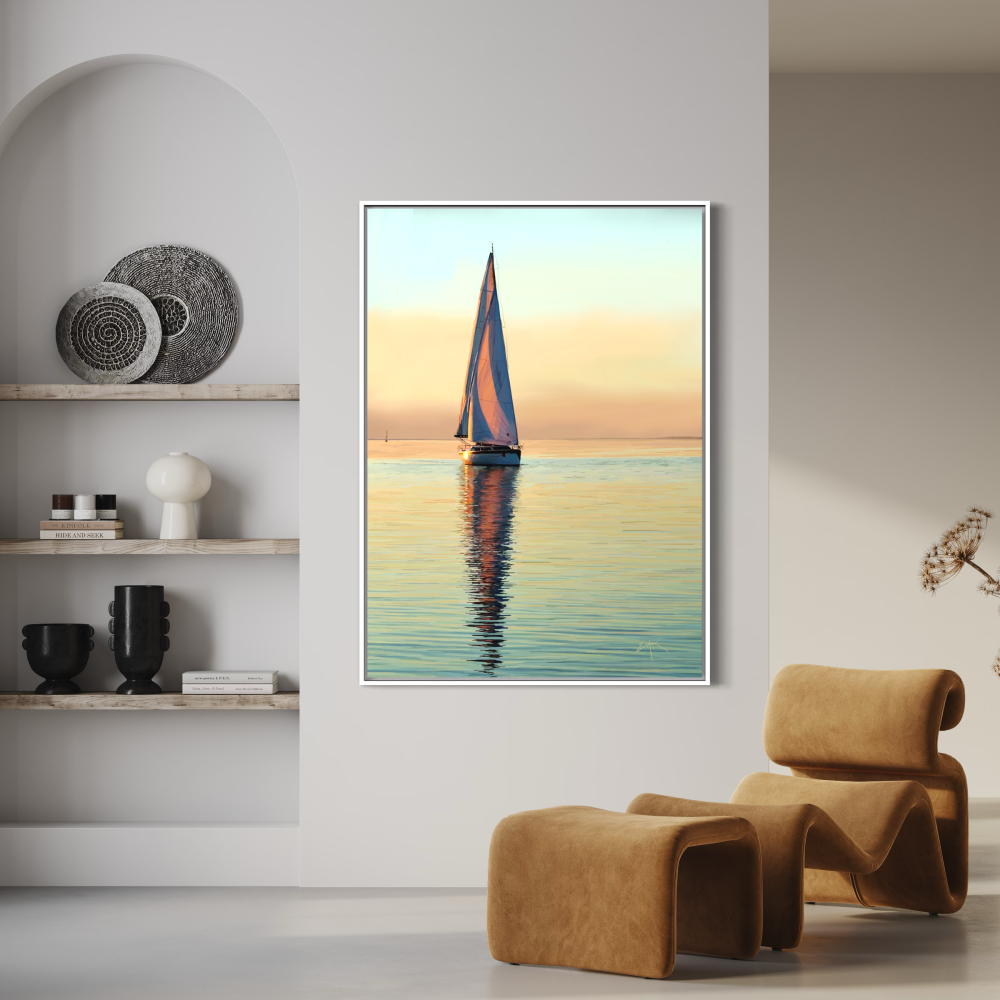 vibrant painting of a sailboat | Artist Emily Kalina
