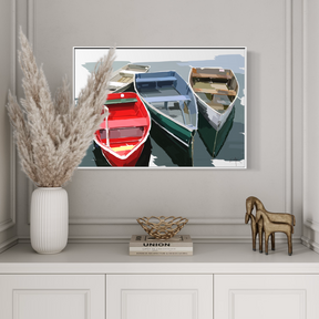 The Red One — Four Boats Canvas Print | Coastal Expressionist Wall Art