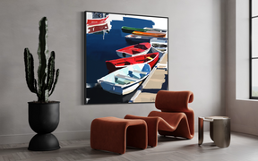 Summer at the Marina — Colorful Boats Canvas Print | Coastal Wall Art