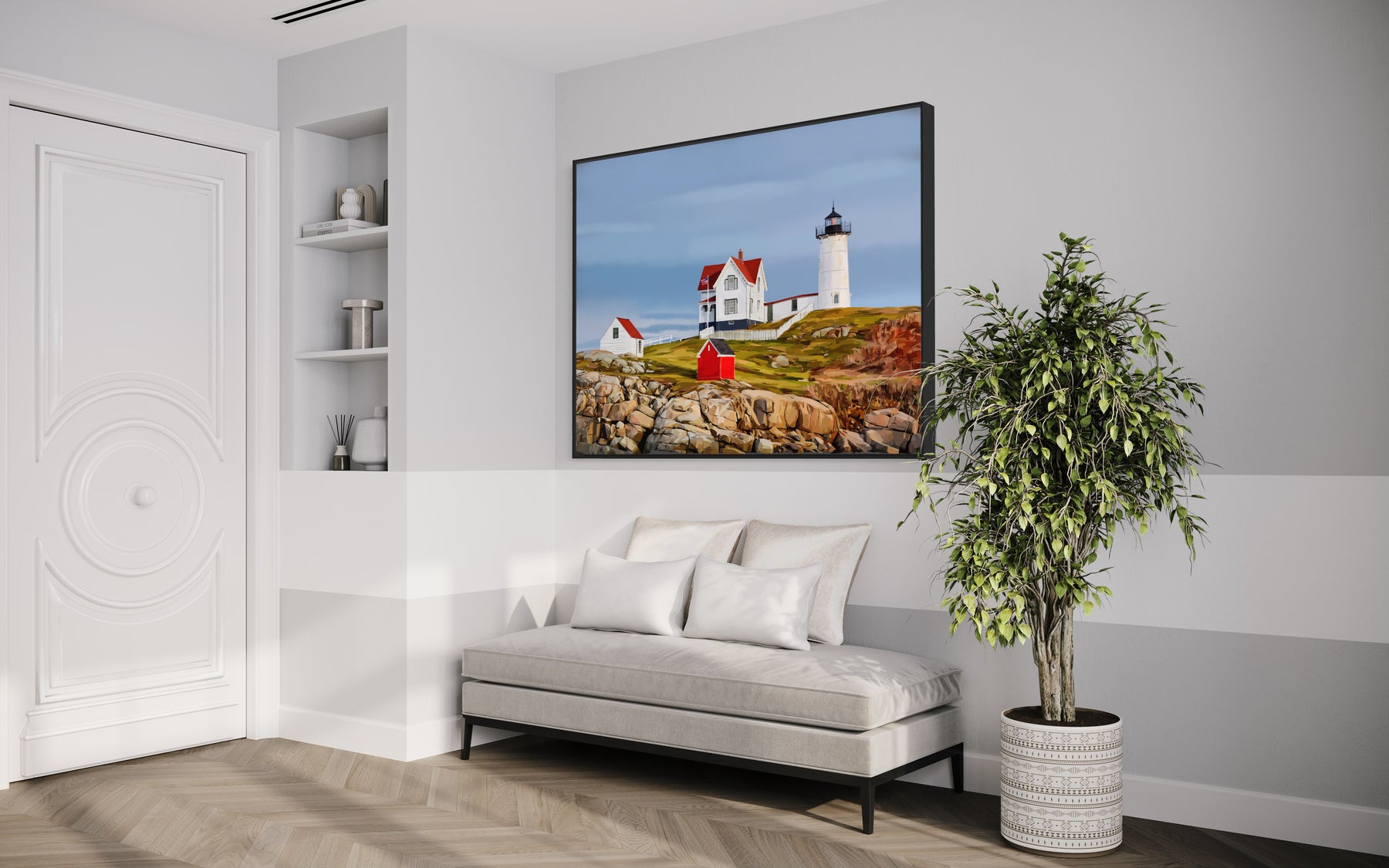 The Nubble Lighthouse York, Maine - Canvas Matte Stretched Wall Art