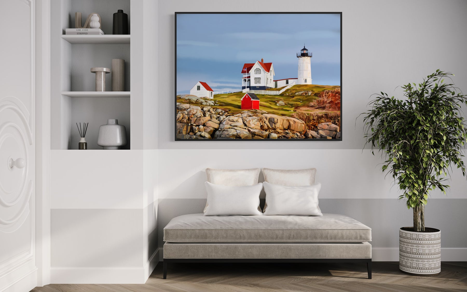 The Nubble Lighthouse York, Maine - Canvas Matte Stretched Wall Art