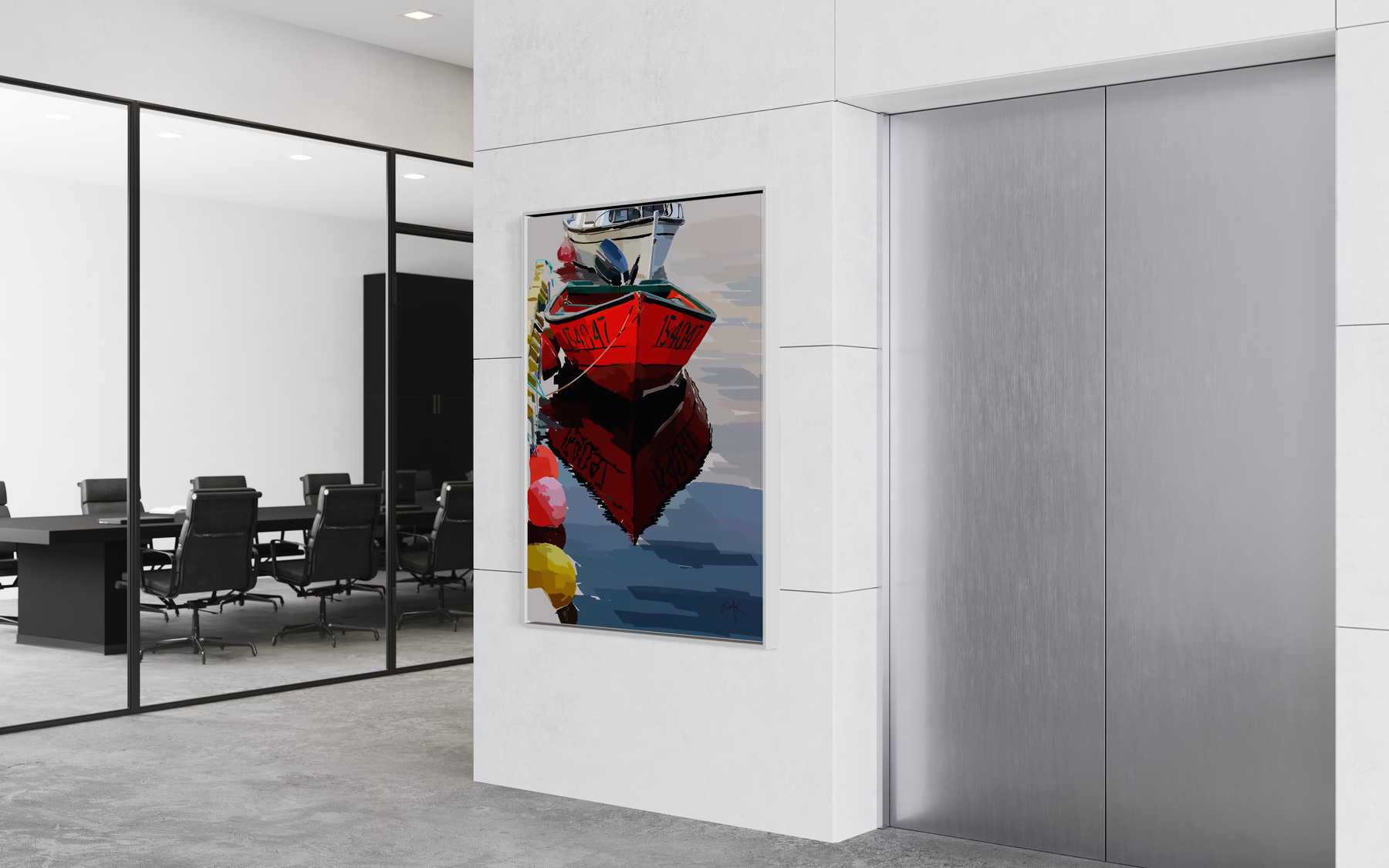 Red Boat -  Matte Stretched Canvas Art Print