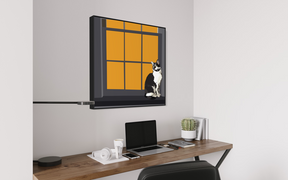 Black & White Cat on Windowsill — Matte Canvas Wall Art
