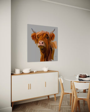 Highland Cow Canvas Print — Rustic Farmhouse Animal Wall Art, Matte Stretched