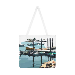 Boats in the Harbor Tote Bag | Rye NH Expressionist Art