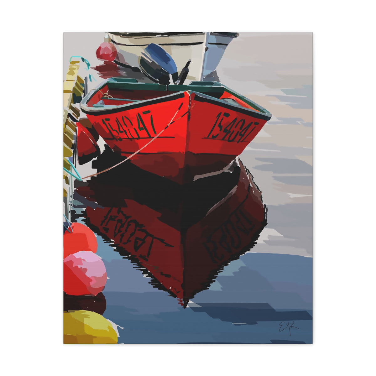 Red Boat -  Matte Stretched Canvas Art Print