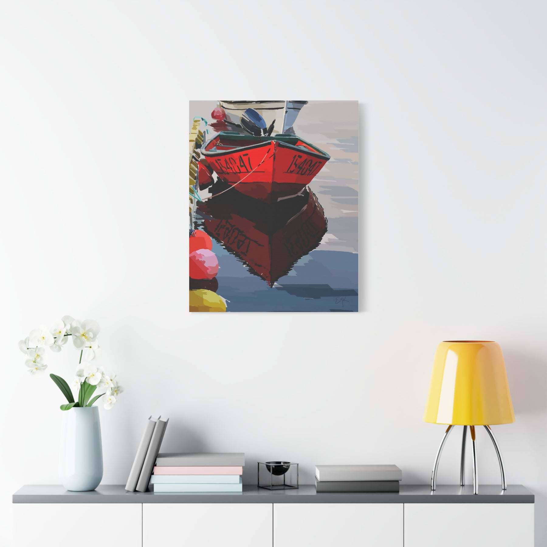 Red Boat -  Matte Stretched Canvas Art Print