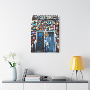 Lobster Hut III — Colorful Buoys & Lobster Shack Canvas Print | Coastal Wall Art