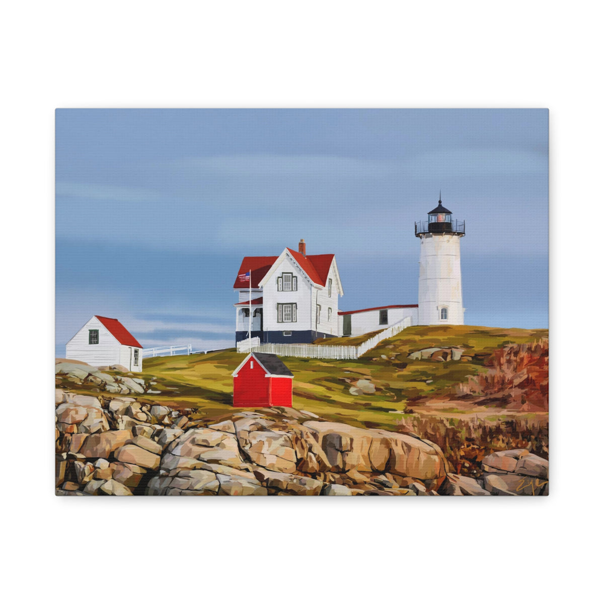The Nubble Lighthouse York, Maine - Canvas Matte Stretched Wall Art