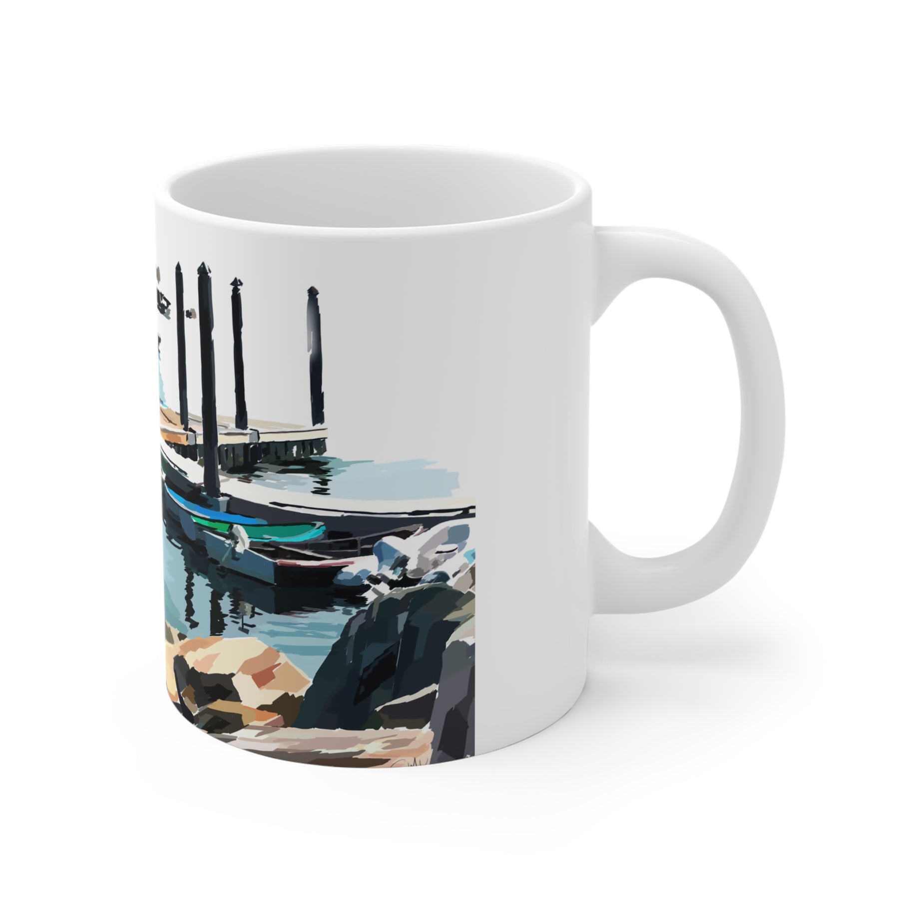 Boats in the Harbor I Mug — Rye NH Coastal Art