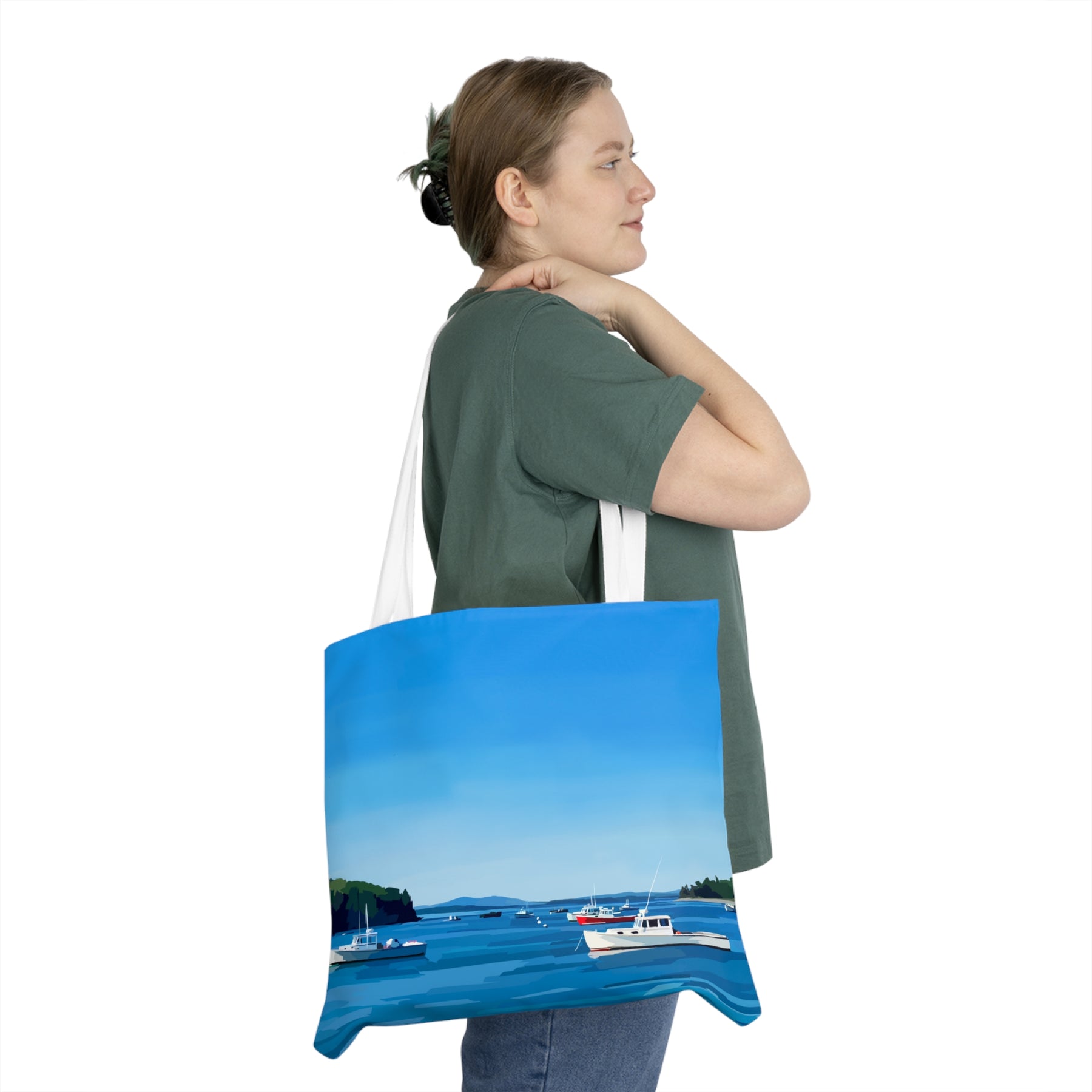 Tranquility - Boats in the Harbor on the Maine Coast Tote Bag