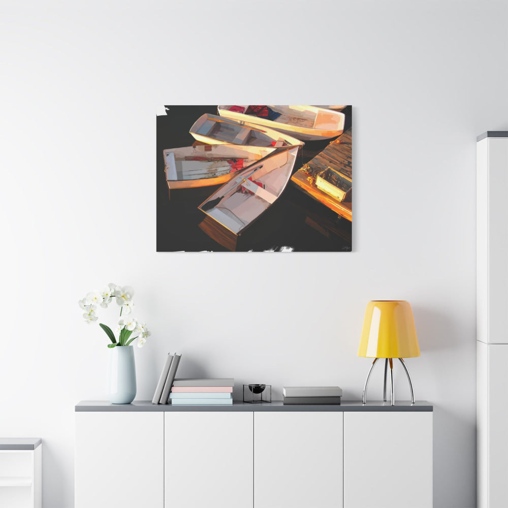 Harbor Gold — Fishing Boats Canvas Print | Maine Coastal Wall Art