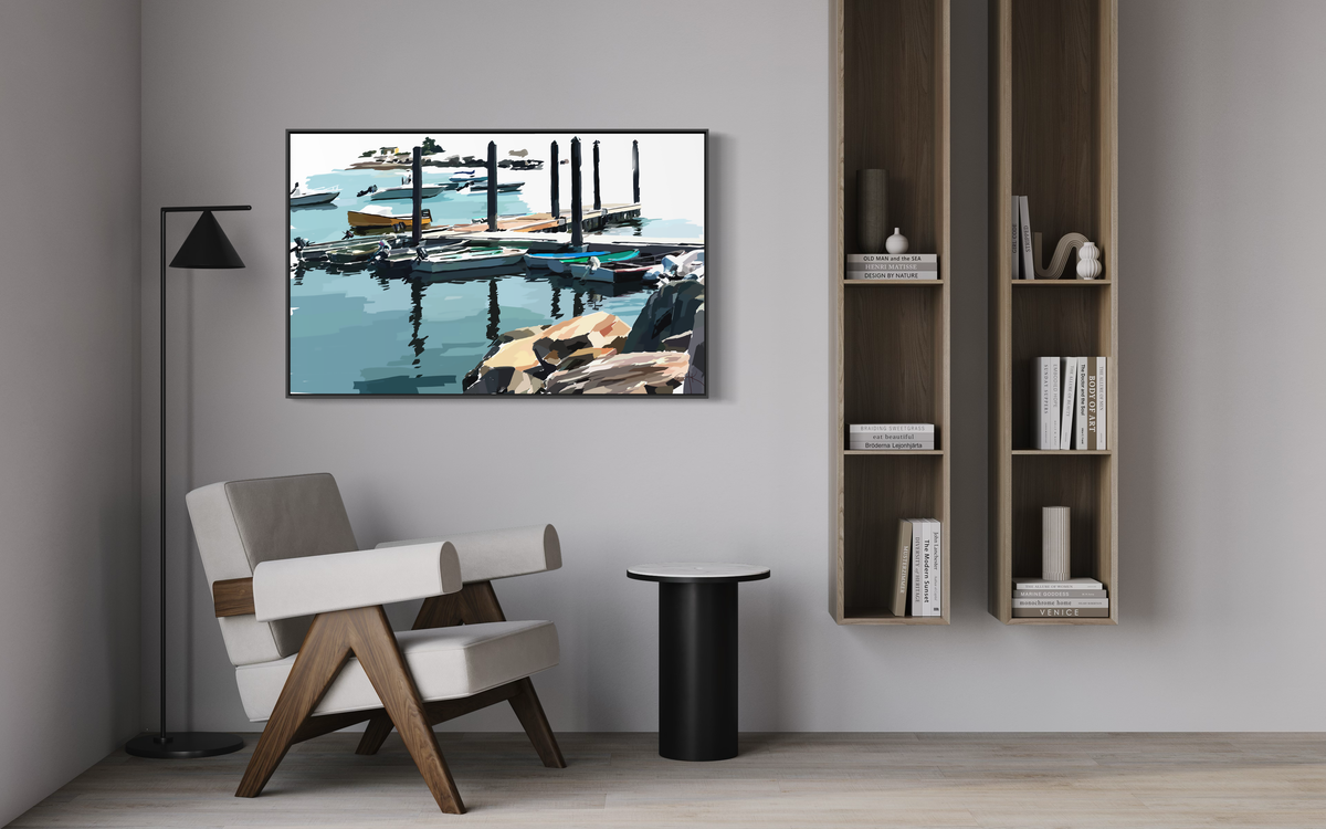 Boats in the Harbor I | Impressionist Nautical Canvas Wall Art