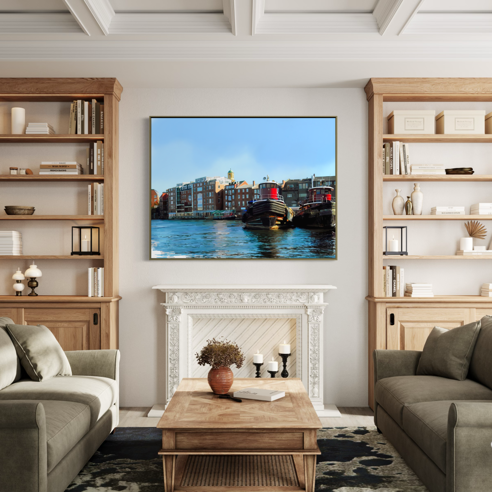 Two Moran Tugboats — Portsmouth Harbor Canvas Print | NH Wall Art