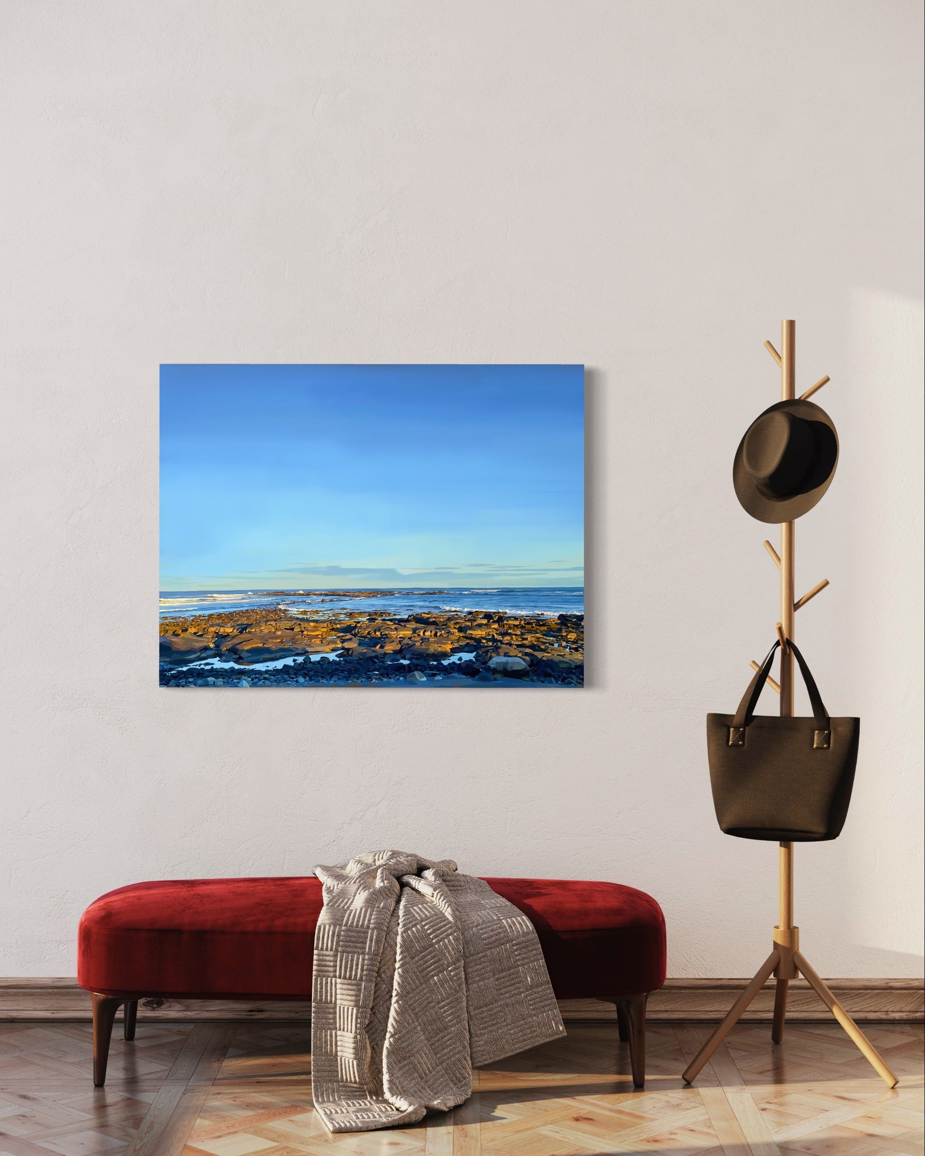 Rocky Shore at Rye — New Hampshire Coastal Sunset Canvas Print