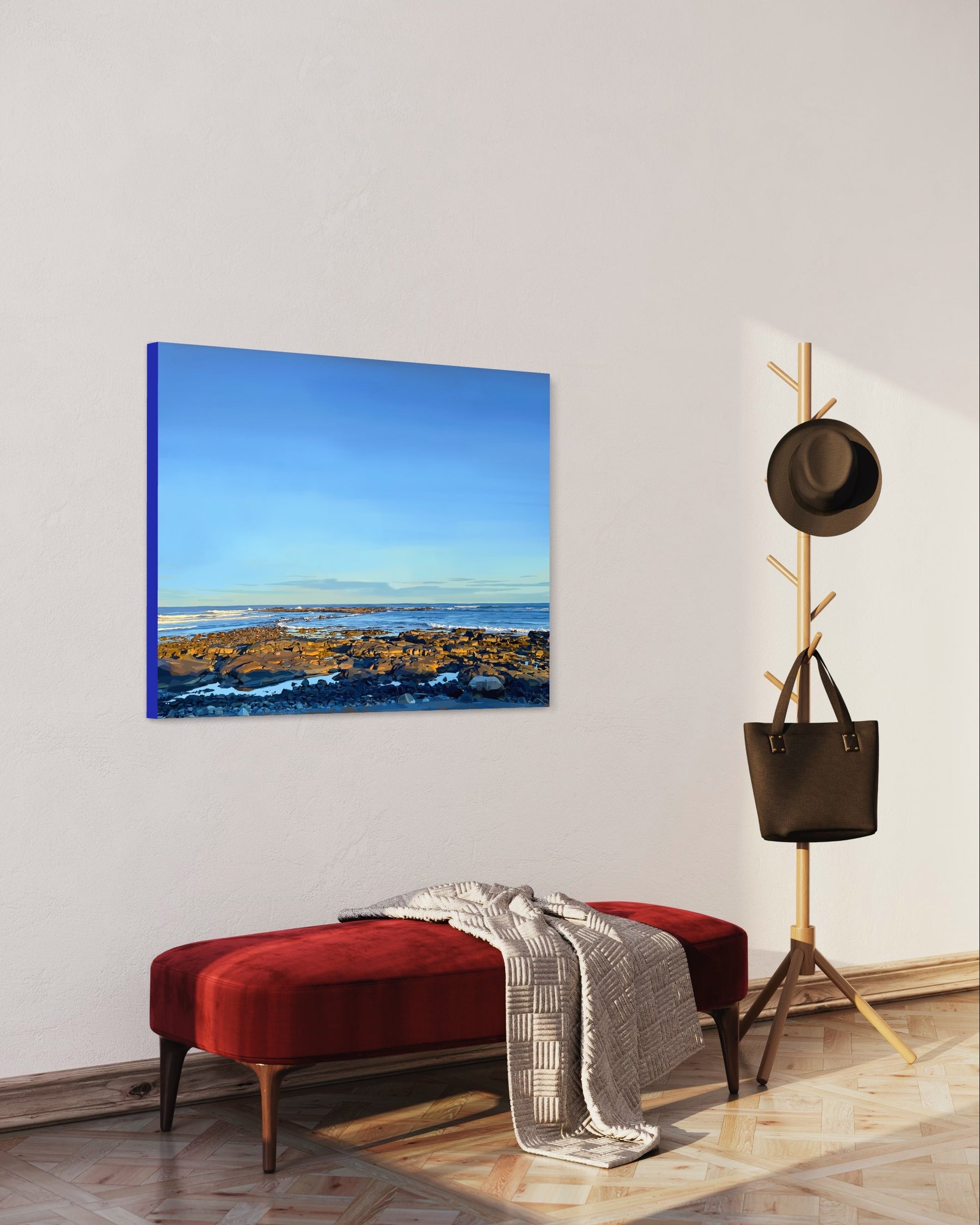 Rocky Shore at Rye — New Hampshire Coastal Sunset Canvas Print