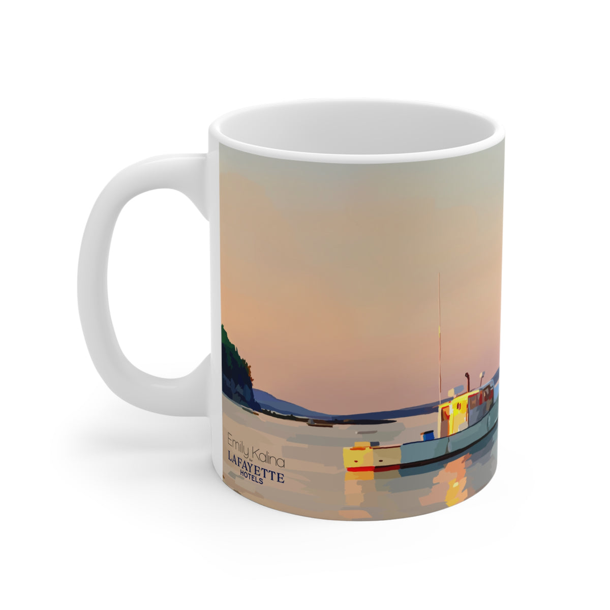 Harmony Mug – Coastal Harbor Boat Art
