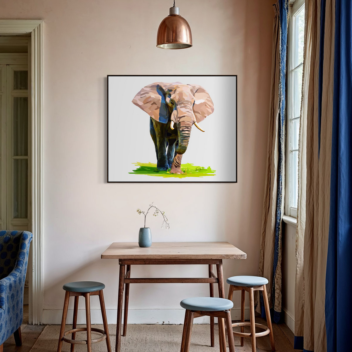 Majestic Elephant Canvas Print — Hand-Painted Wildlife Wall Art
