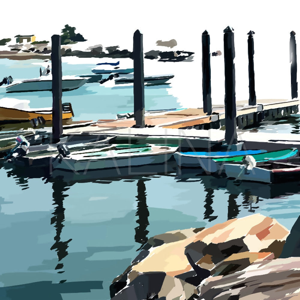 Boats in the Harbor I | Impressionist Nautical Canvas Wall Art