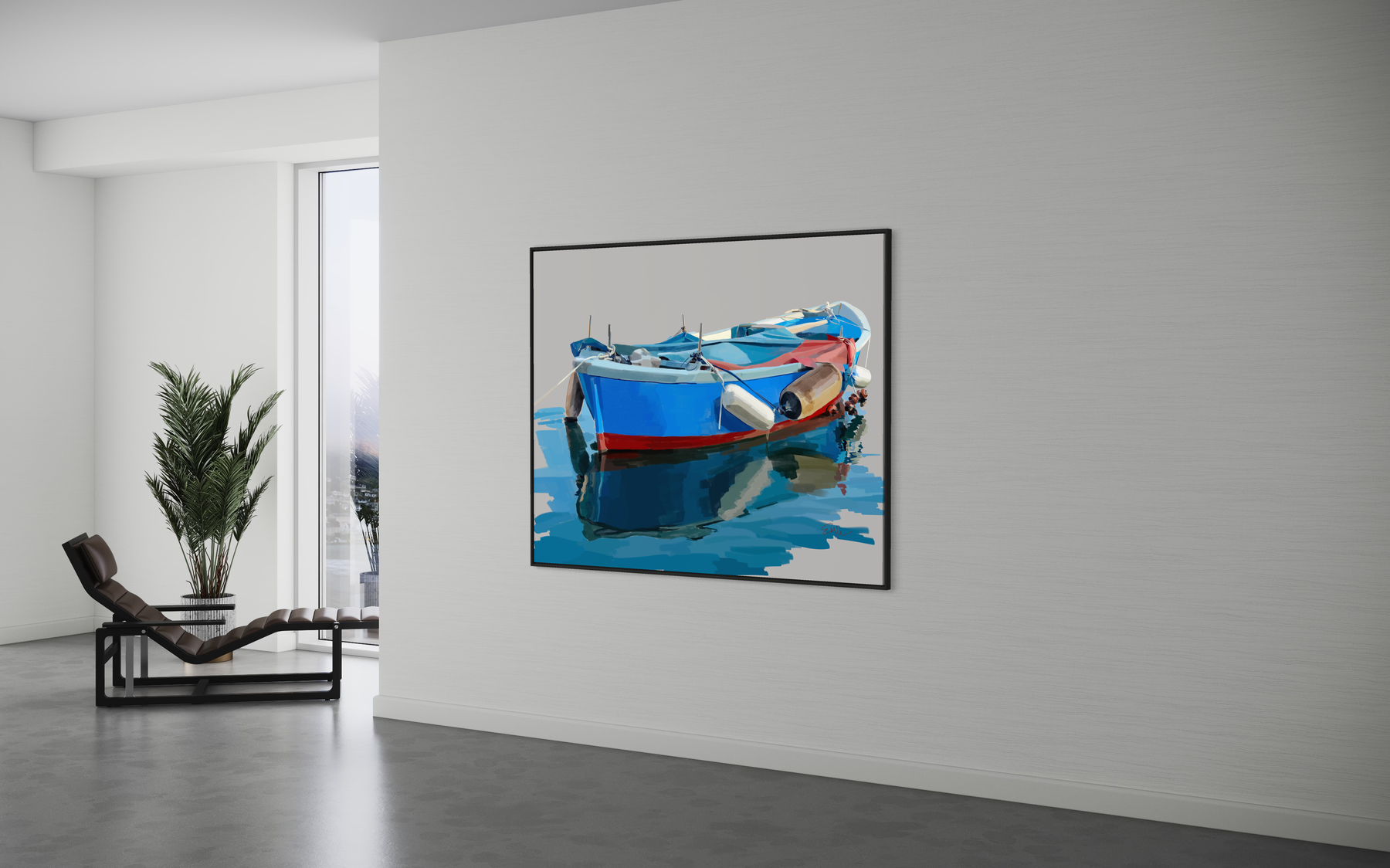Fishing Boat I — Blue Fishing Boat Canvas Print | Coastal Wall Art
